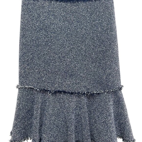 Rebecca Taylor Tweed Ruffle Dress Women 6 Blue Knee Length Preppy Office Classic - Picture 7 of 16